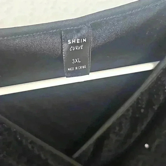 Shein Black Modely Plus Surplice Neck Conrast Sequin Dress - Picture 5 of 9